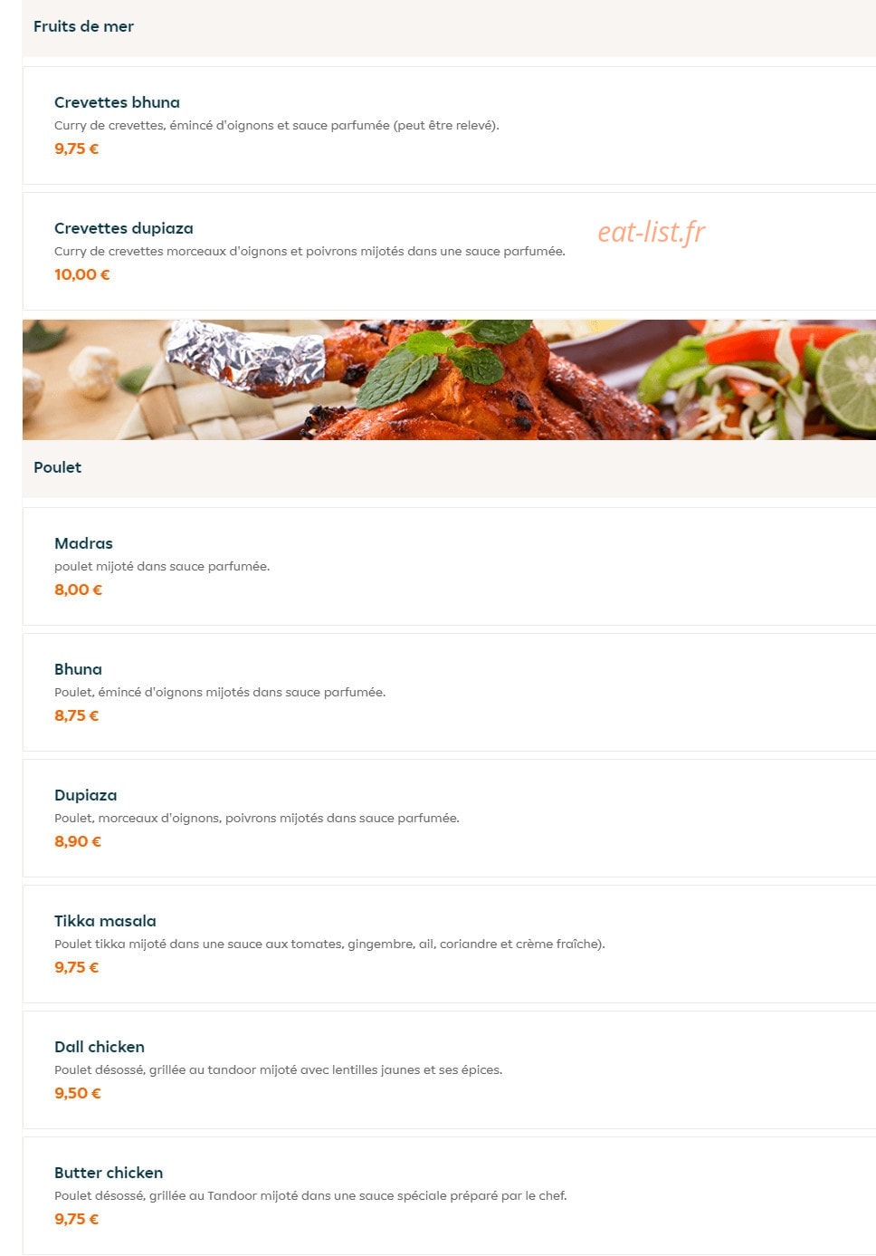 Tandoori Grill — carte page 2