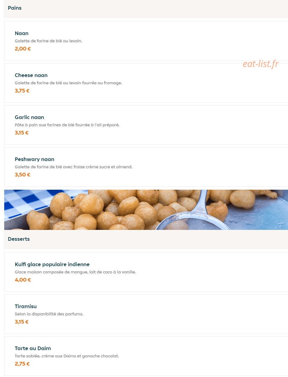 Tandoori Grill — carte page 6