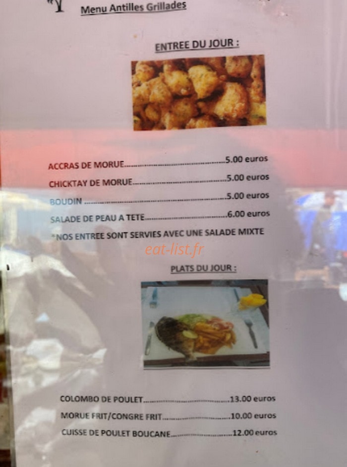 Antilles Grillades — carte page 1