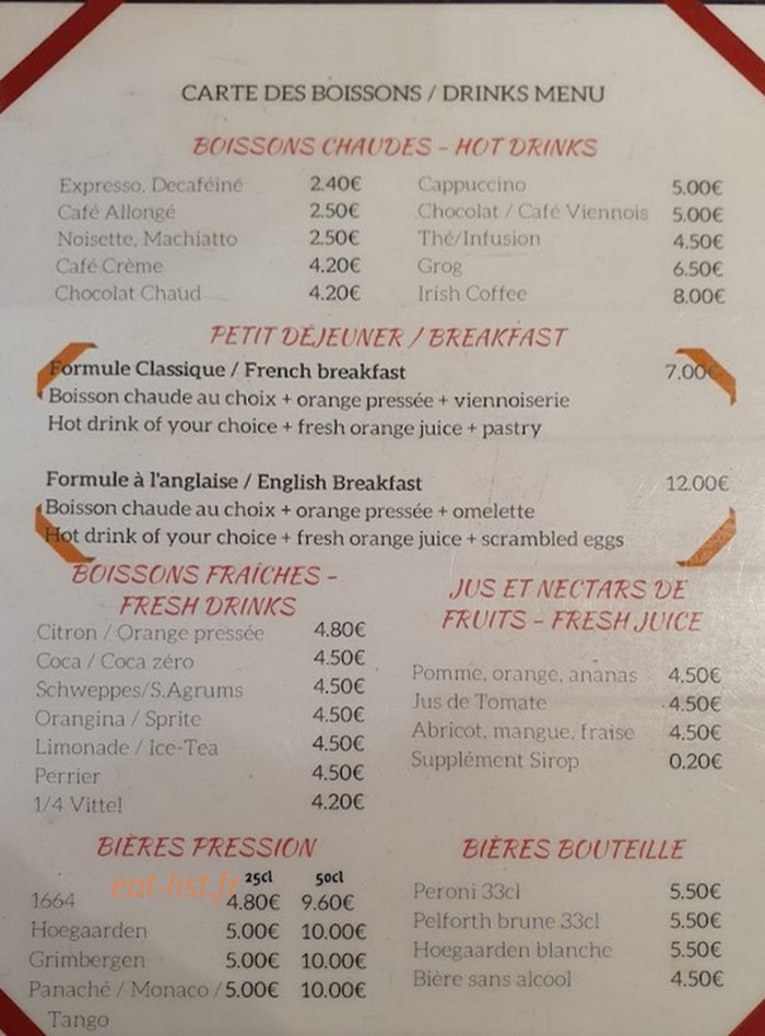 Bistrot Des Rosiers — carte page 2