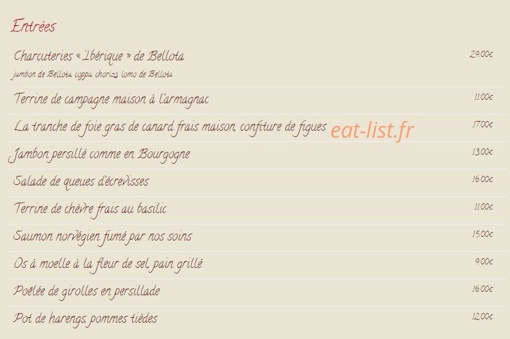 Chez Serge — carte page 1