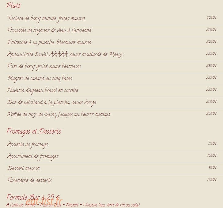 Chez Serge — carte page 2