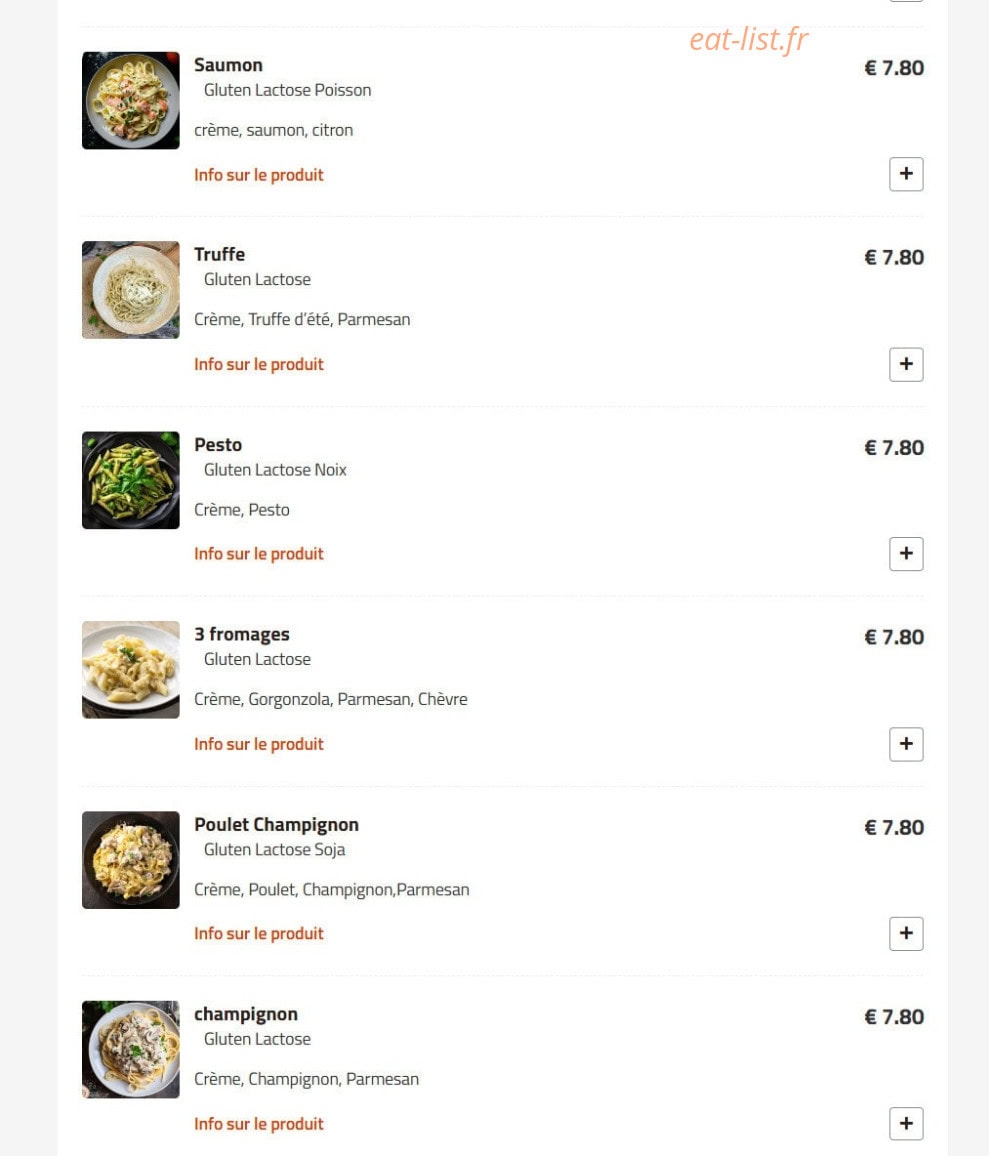 Carte et menu de Fino Pizza à Saint Ouen — Pasta suite