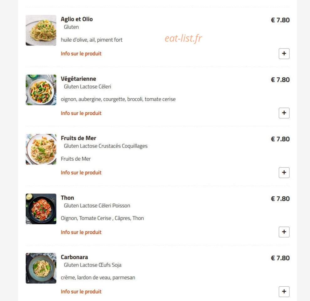 Carte et menu de Fino Pizza à Saint Ouen — Pasta suite
