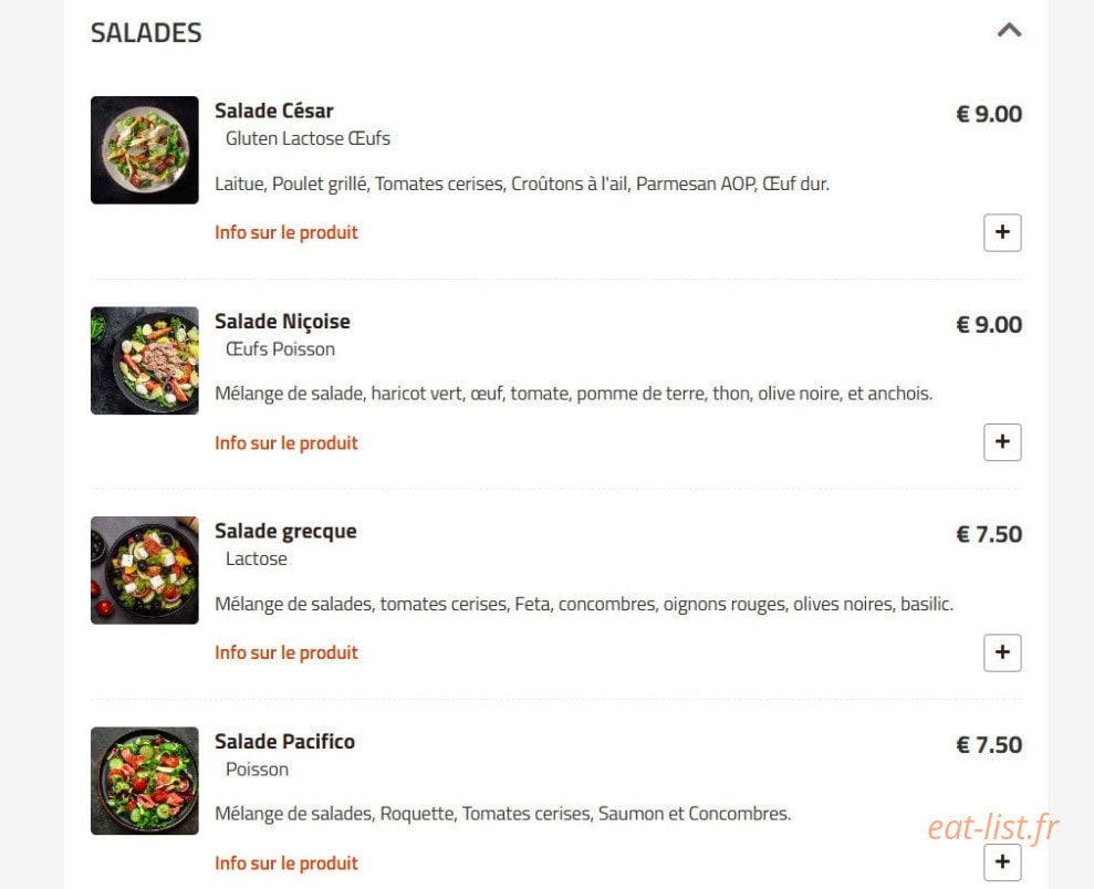 Carte et menu de Fino Pizza à Saint Ouen — Salades