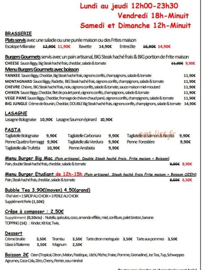Jungle Kitchen — carte page 2