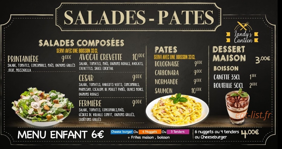 Landy’s canteen — carte page 2