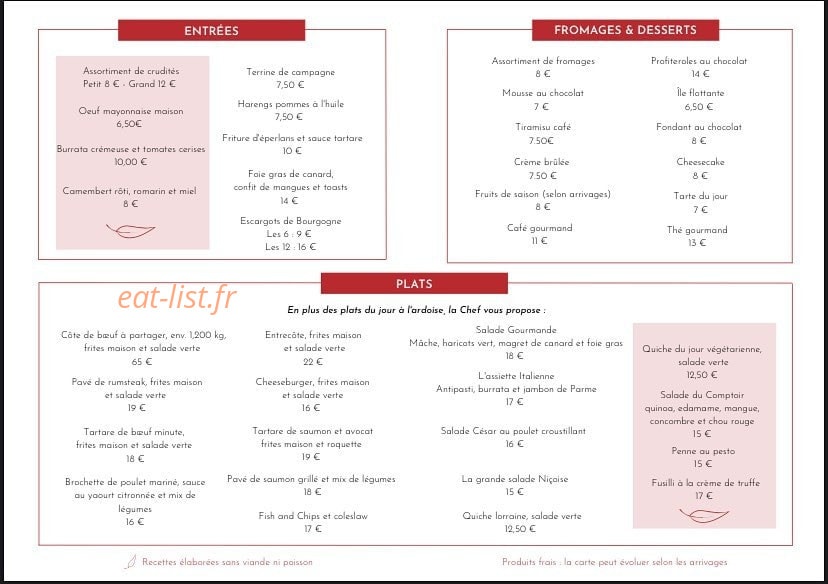 Le Comptoir des Puces — carte page 1