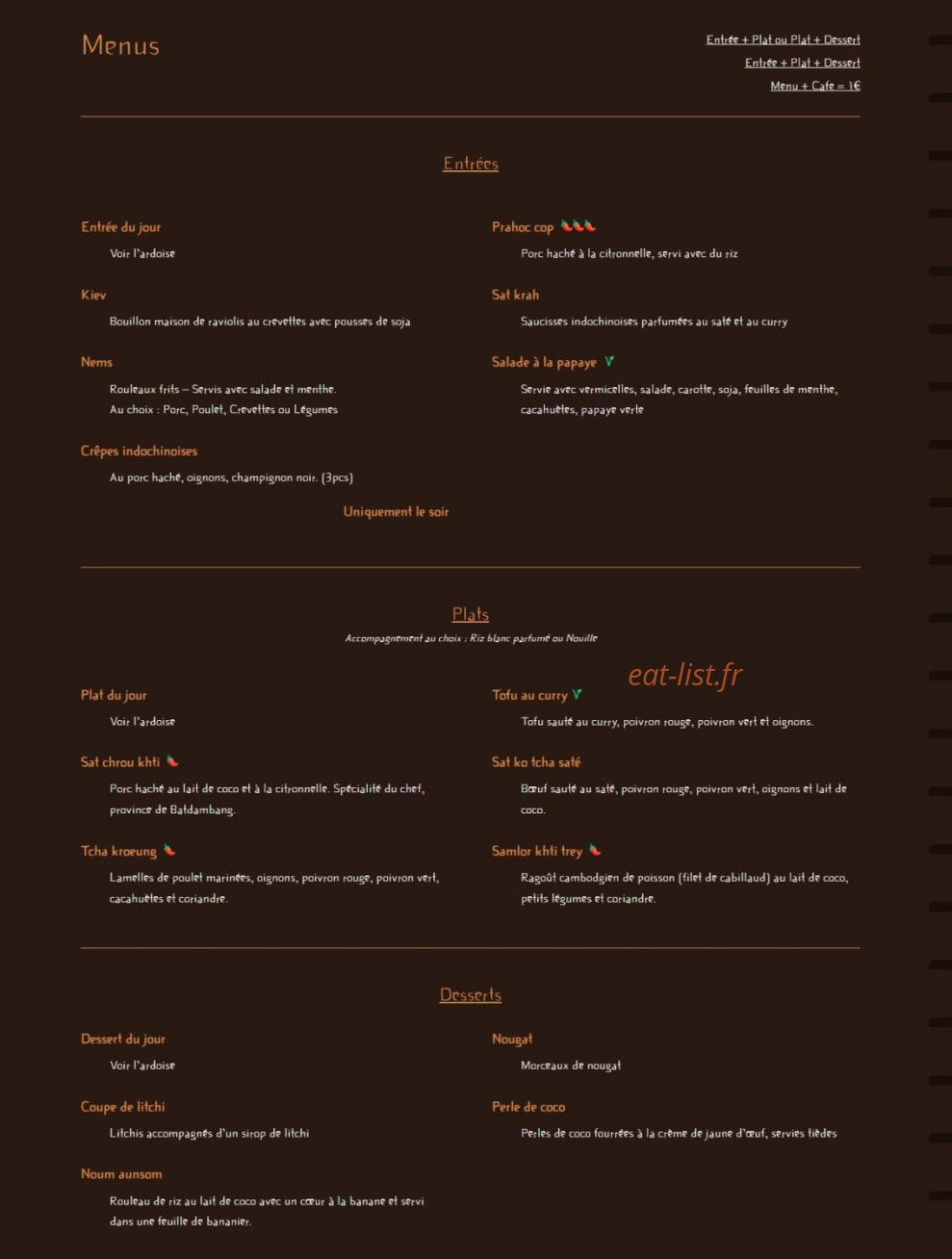 Le Mékong Café — carte page 1