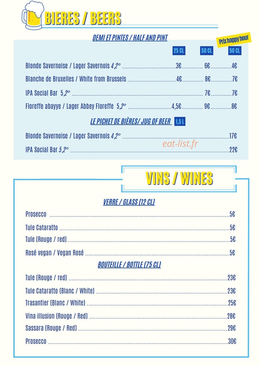 Le Social Bar — carte page 3