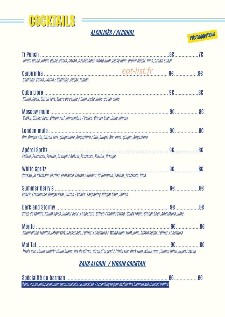 Le Social Bar — carte page 2