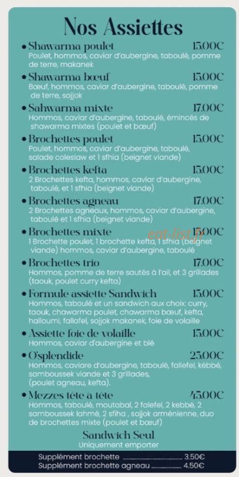 O'splendide — carte page 2
