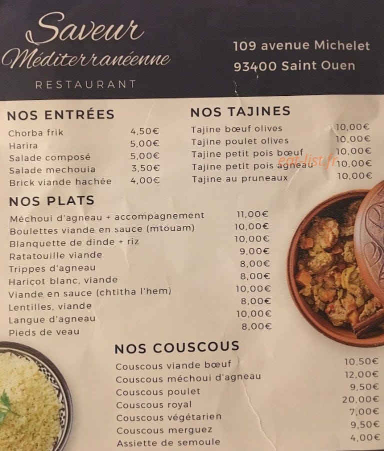 Saveur Méditerranéenne — carte page 1
