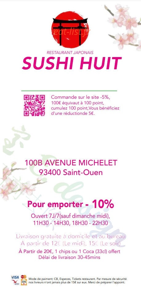 Sushi Huit — carte page 1
