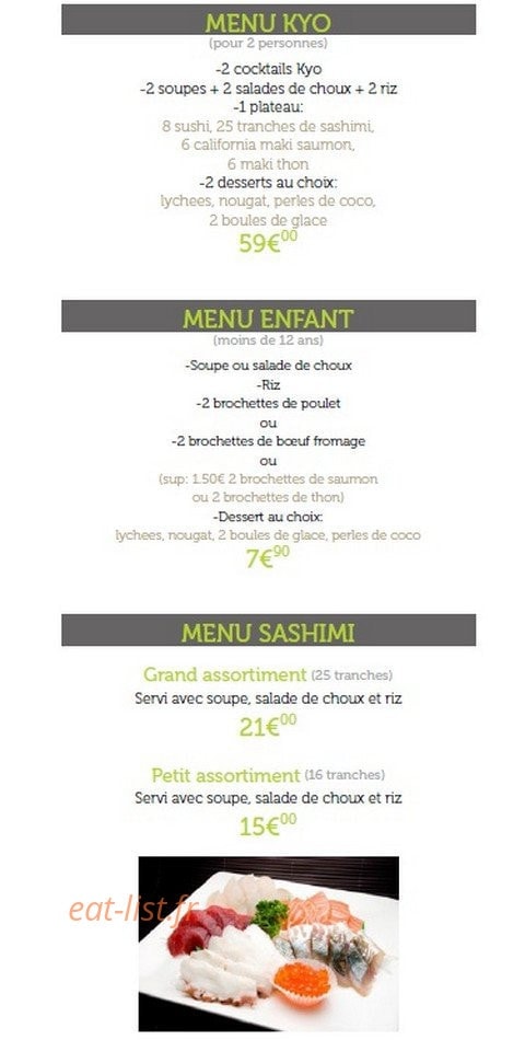 Sushi Kyo — carte page 1