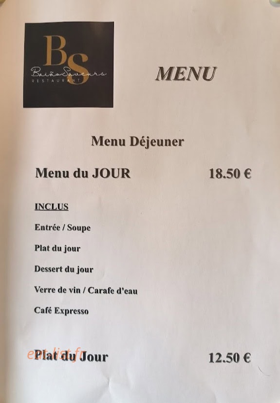 Baião Saveurs — carte page 1