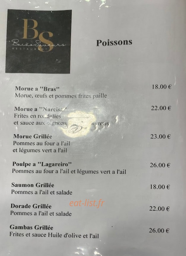 Baião Saveurs — carte page 2