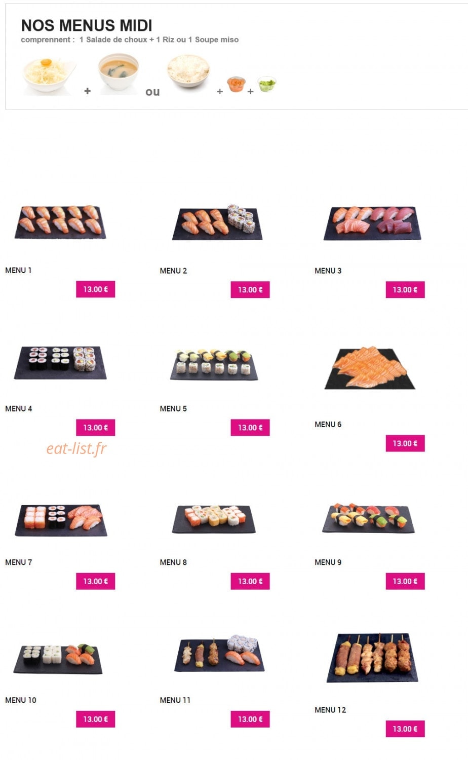 Sushi Plaza — carte page 1