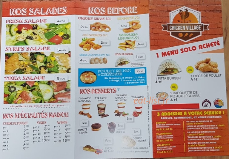 Chicken Village — carte page 1