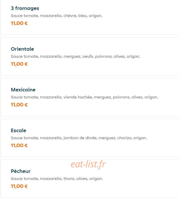 Escale food — carte page 8