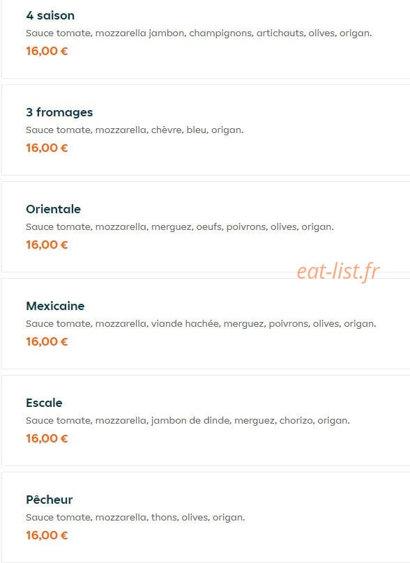 Escale food — carte page 12