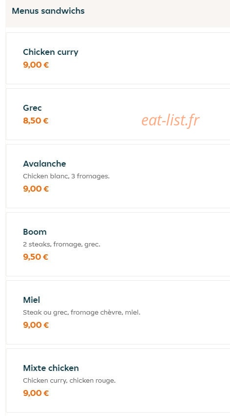 Escale food — carte page 2