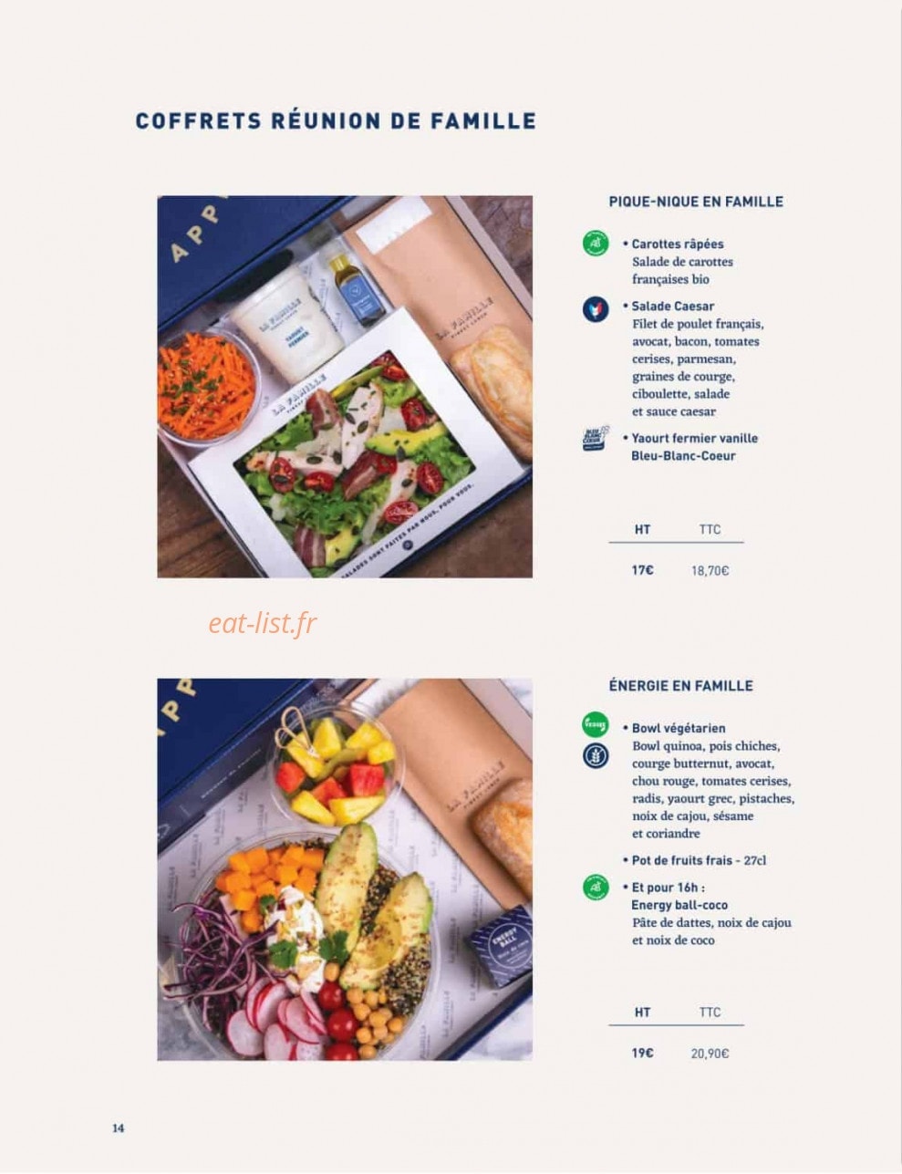La Famille Finest Lunch — carte page 12