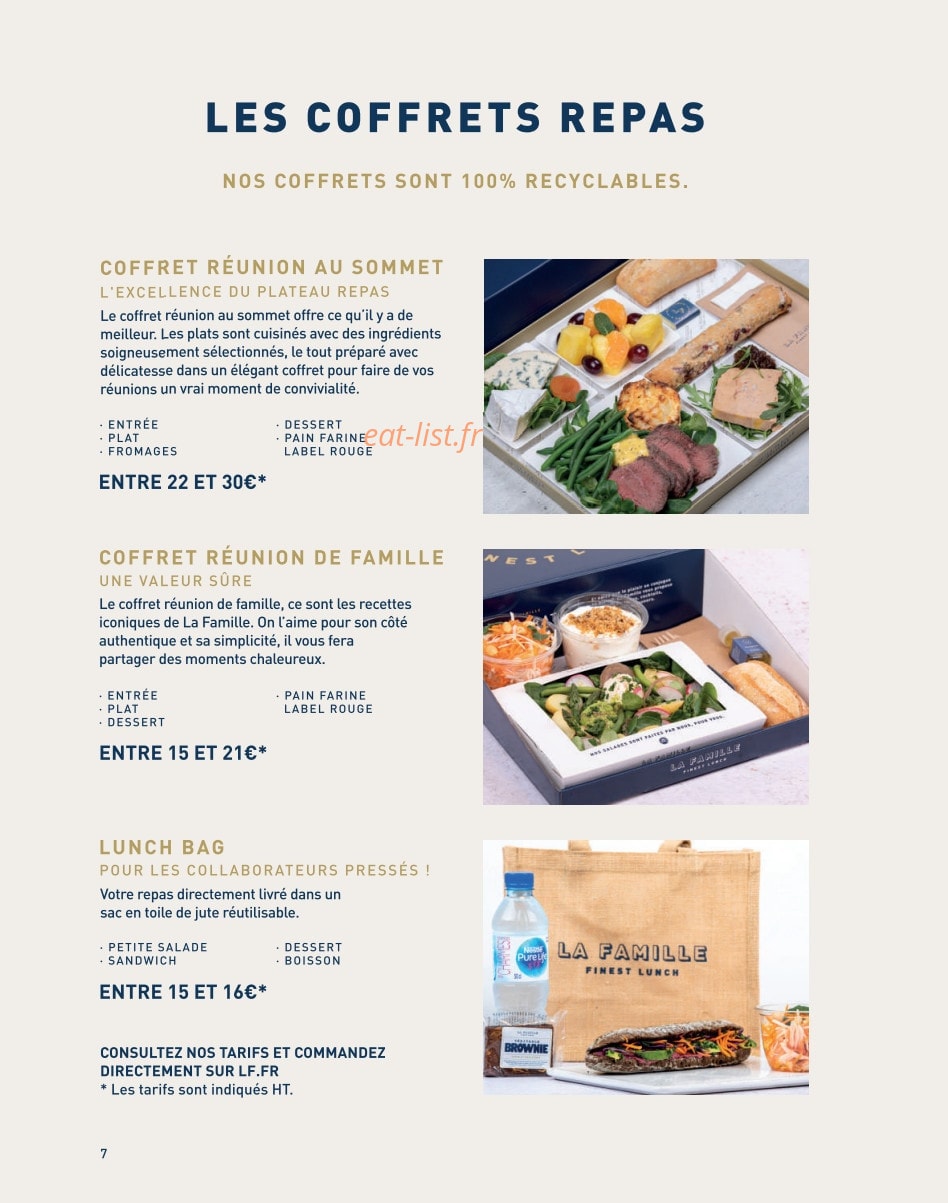 La Famille Finest Lunch — carte page 5