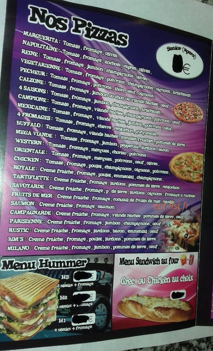 Royal Food — carte page 1