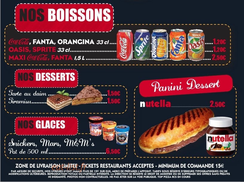 Top Pizza — carte page 3