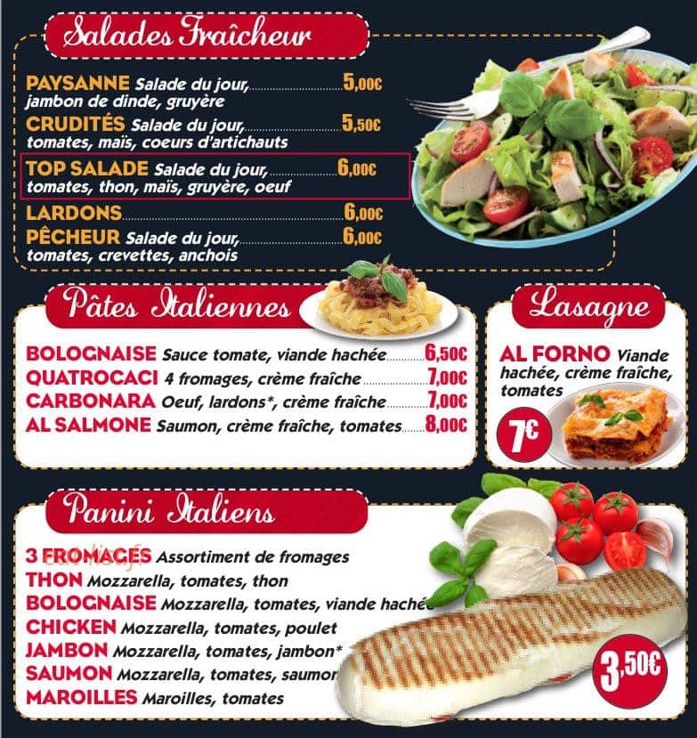 Top Pizza — carte page 2