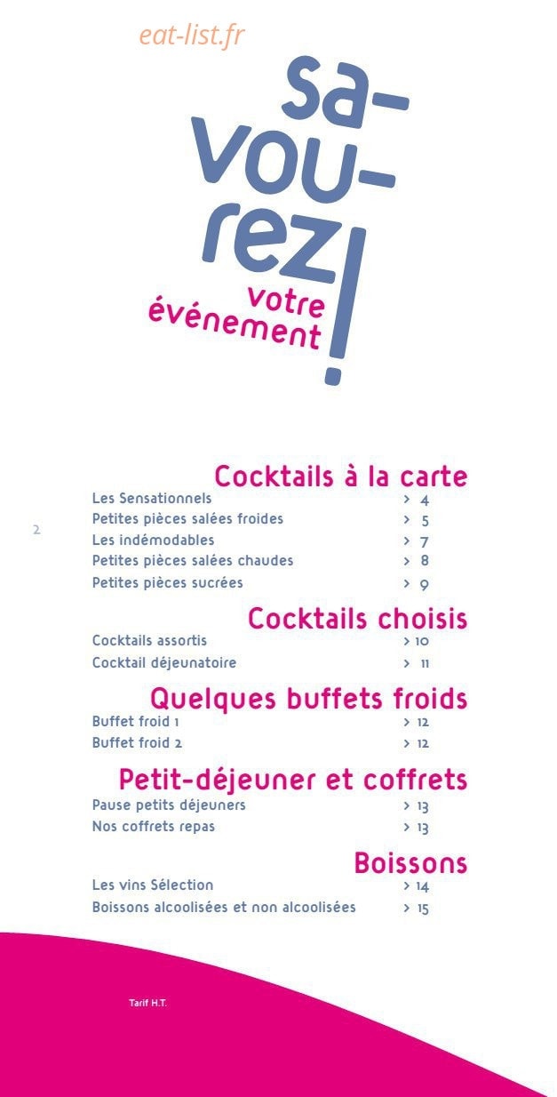 Sensations Traiteur — carte page 3