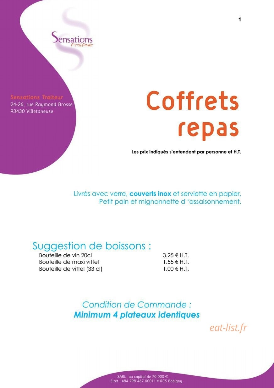 Sensations Traiteur — carte page 17