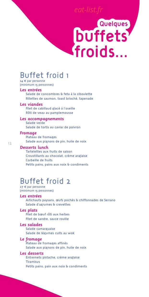 Sensations Traiteur — carte page 13