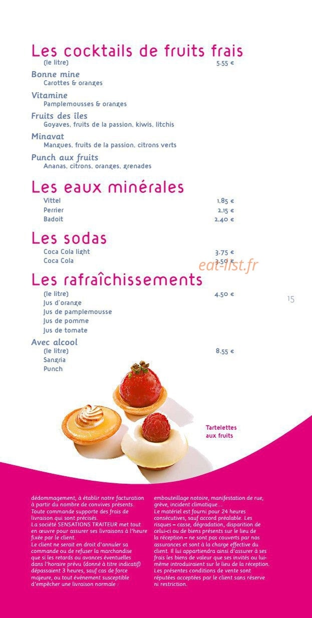 Sensations Traiteur — carte page 15