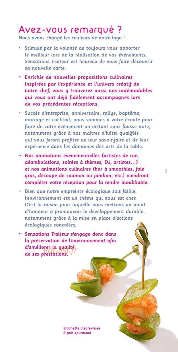 Sensations Traiteur — carte page 2