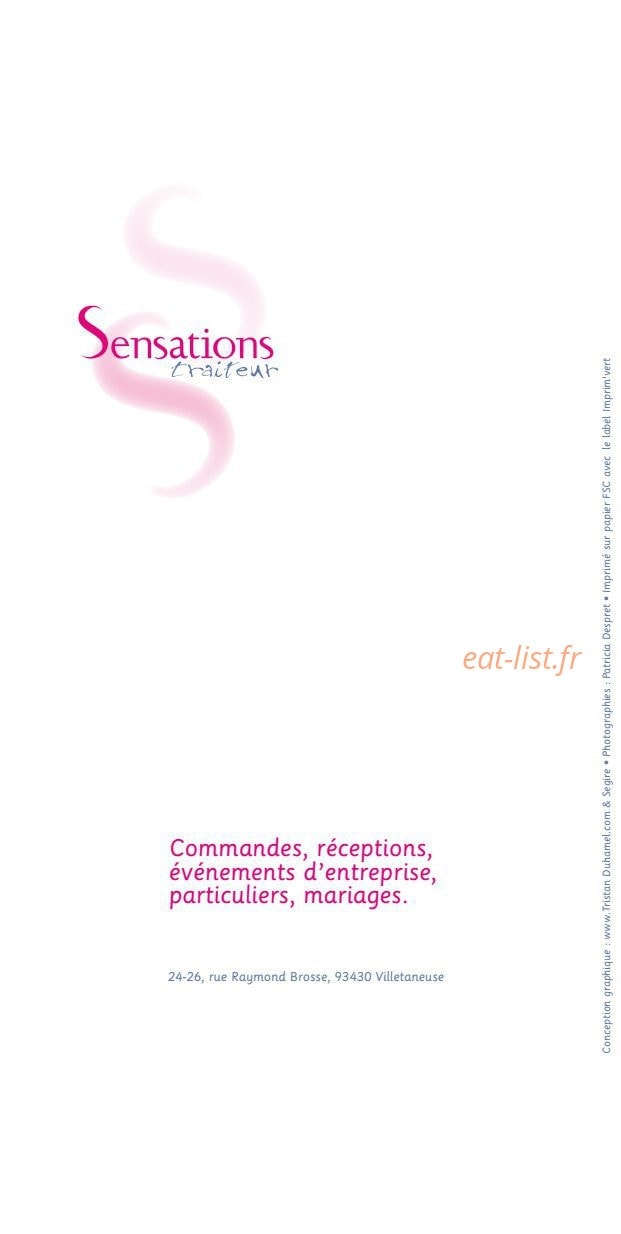 Sensations Traiteur — carte page 16