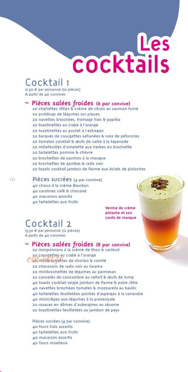 Sensations Traiteur — carte page 10