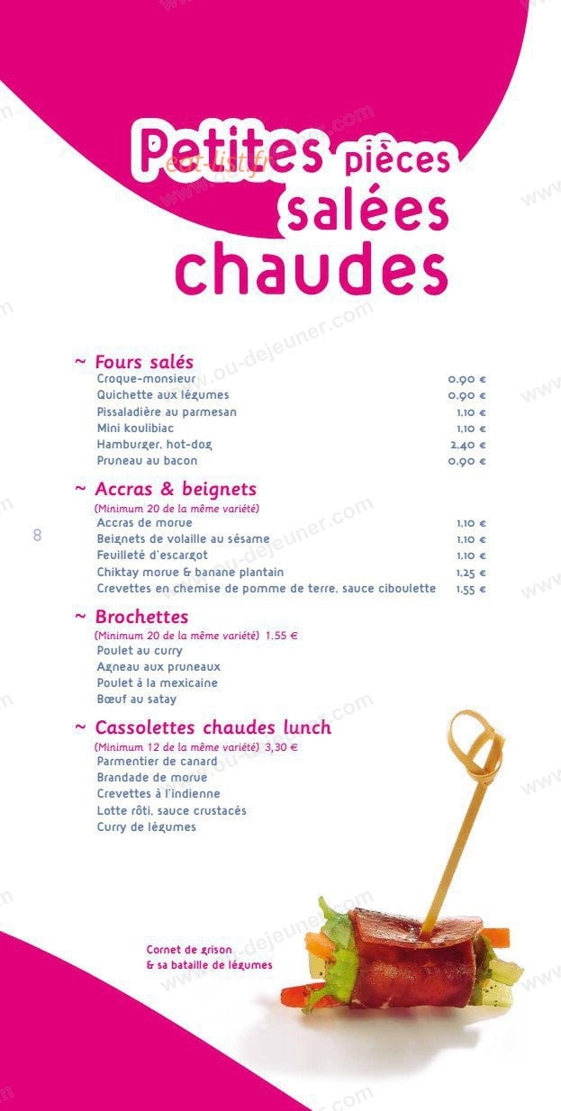 Sensations Traiteur — carte page 9