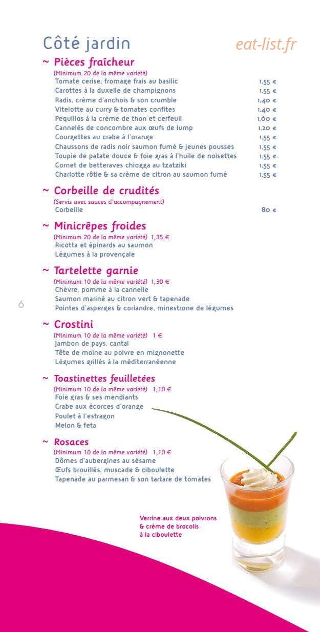 Sensations Traiteur — carte page 7
