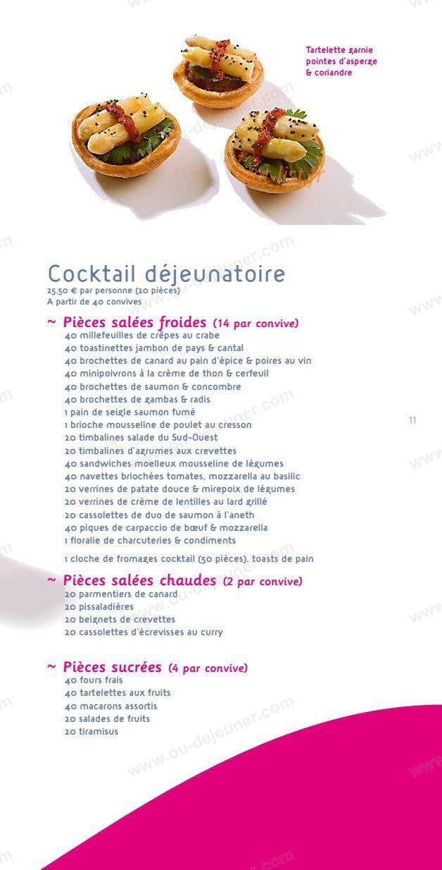 Sensations Traiteur — carte page 11