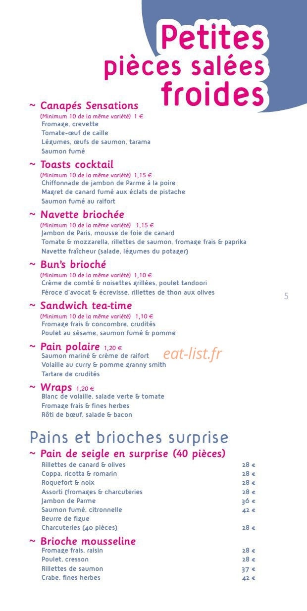 Sensations Traiteur — carte page 4