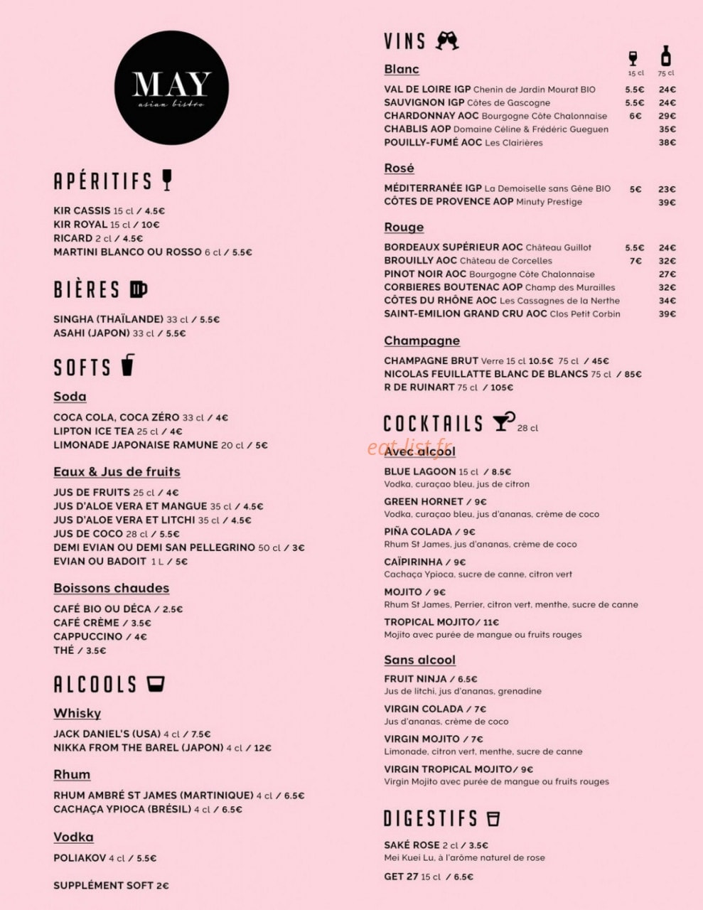 May Asian Bistro — carte page 5