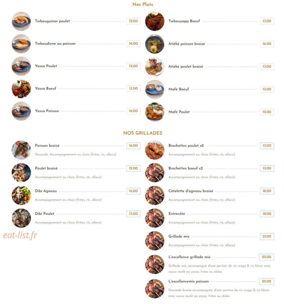 L'Excellence D'Afrique — carte page 2
