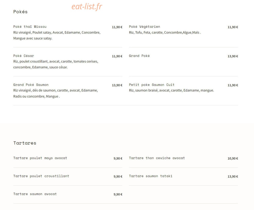 Poké Thaï — carte page 2