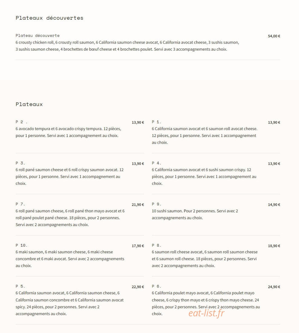 Poké Thaï — carte page 1