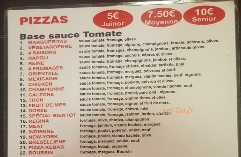 A Bientôt Pizza — carte page 2