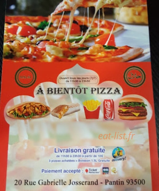A Bientôt Pizza — carte page 1