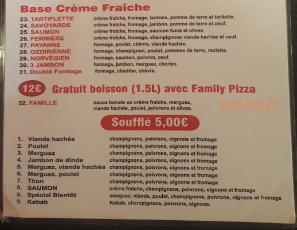 A Bientôt Pizza — carte page 3
