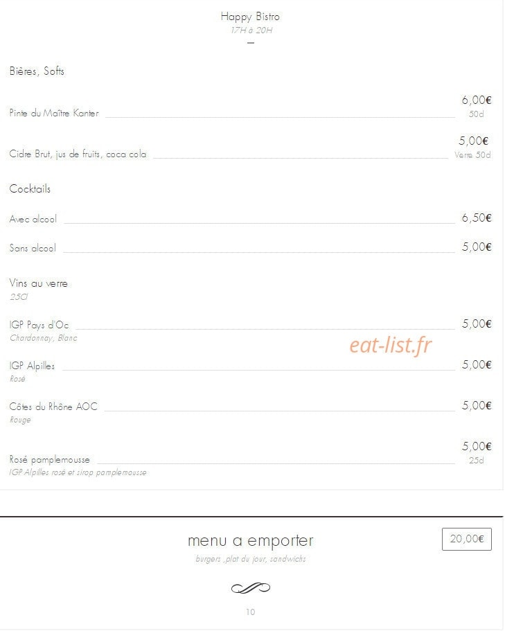Bistro les Grands moulins — carte page 8